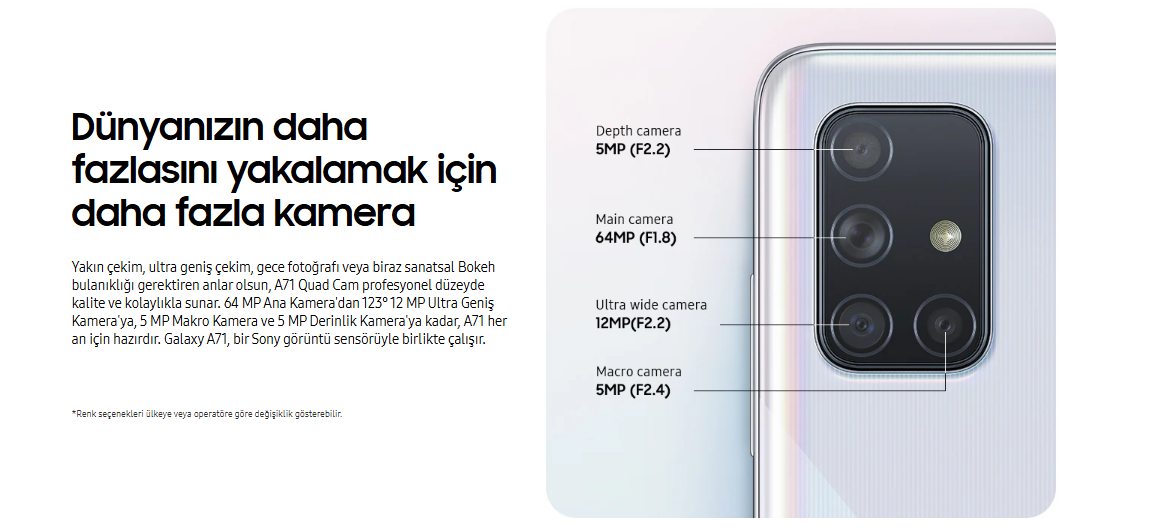 Outlet Samsung Galaxy A71 Kamera